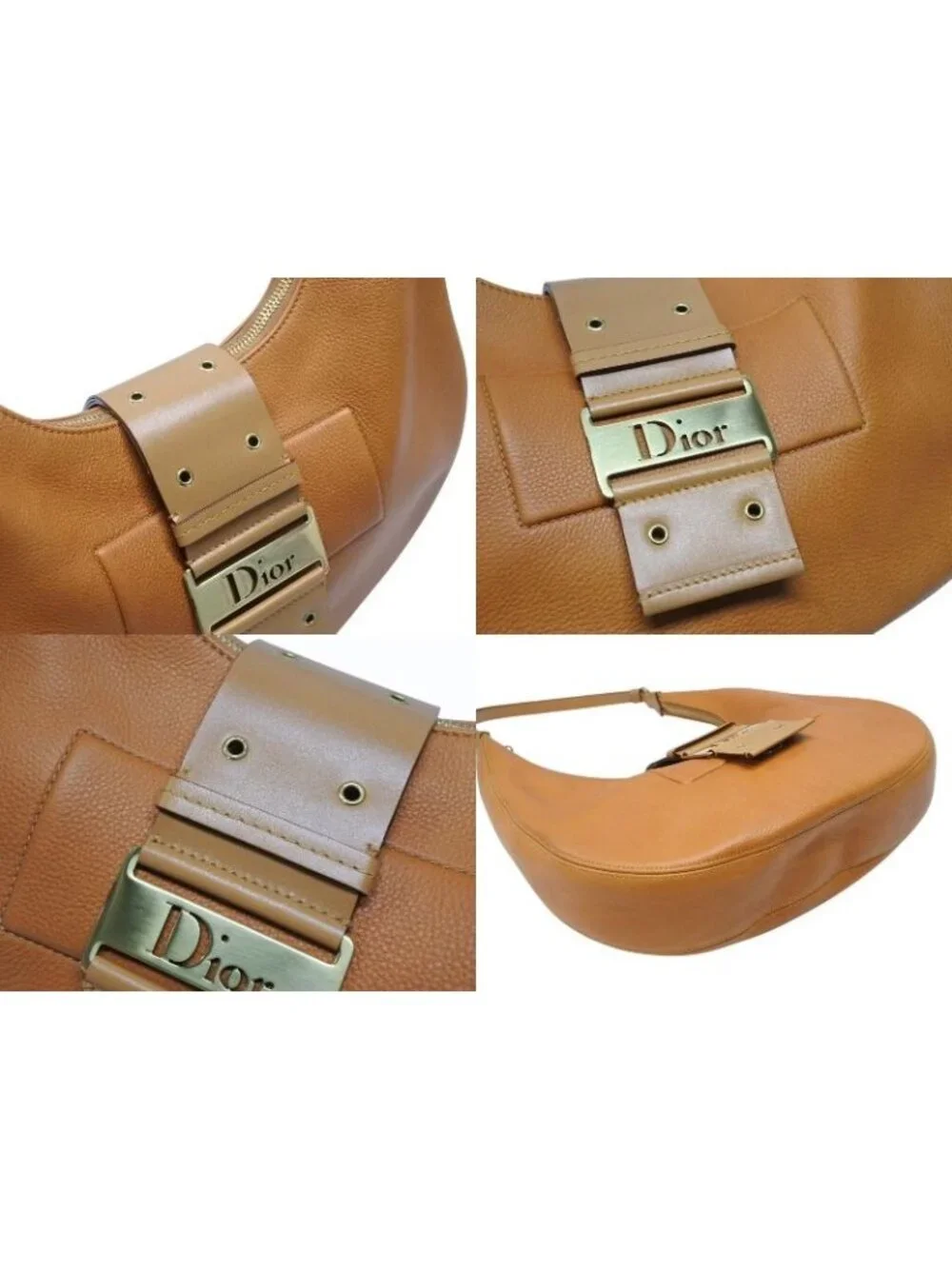 Dior Galliano Era Street Chic Hobo Shoulder Bag Lambskin Brown